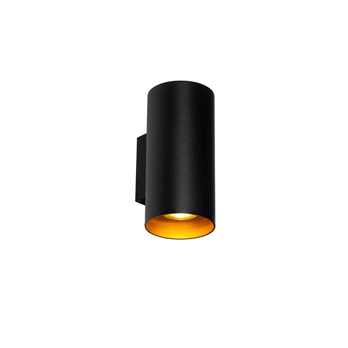 Dizajnerska stenska svetilka črna z zlatom GU10 50mm - Sab
