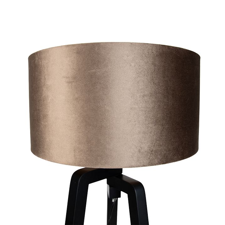 Lampă de podea neagră cu trepied și abajur maro cu interior auriu 50cm - Puros