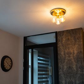 Art Deco Ceiling Lamp Gold Round - Facil 3