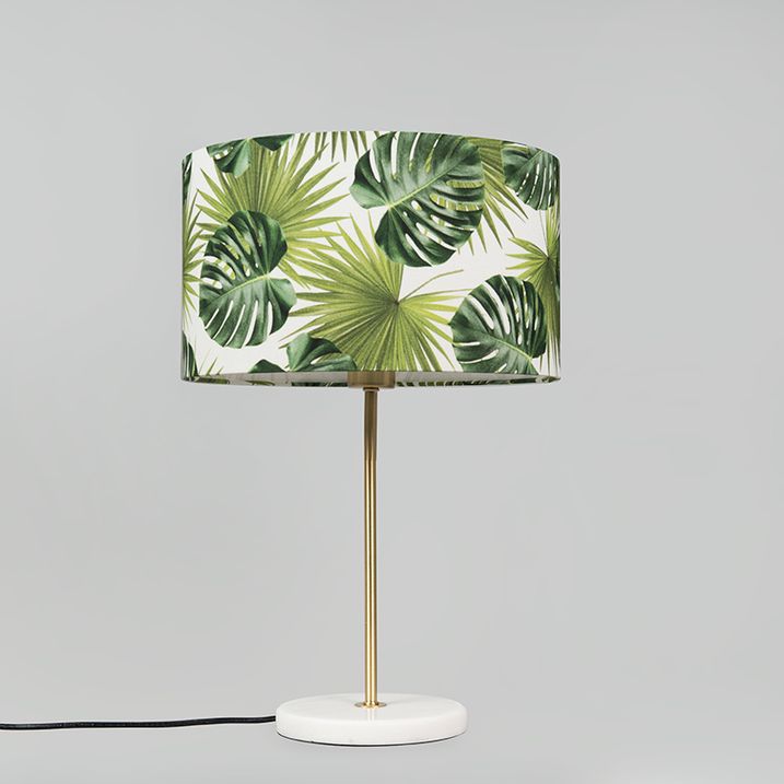 Moderní stolní lampa mosazná s listovým stínítkem 35 cm - Kaso
