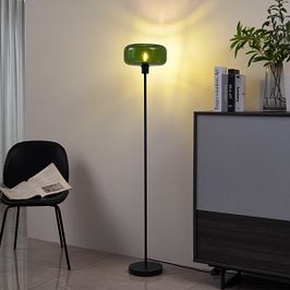 Retro grindų lempa juoda su žaliu stiklu - Bizle