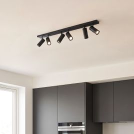 Moderne plafondlamp zwart 102cm 6-lichts verstelbaar - Renna