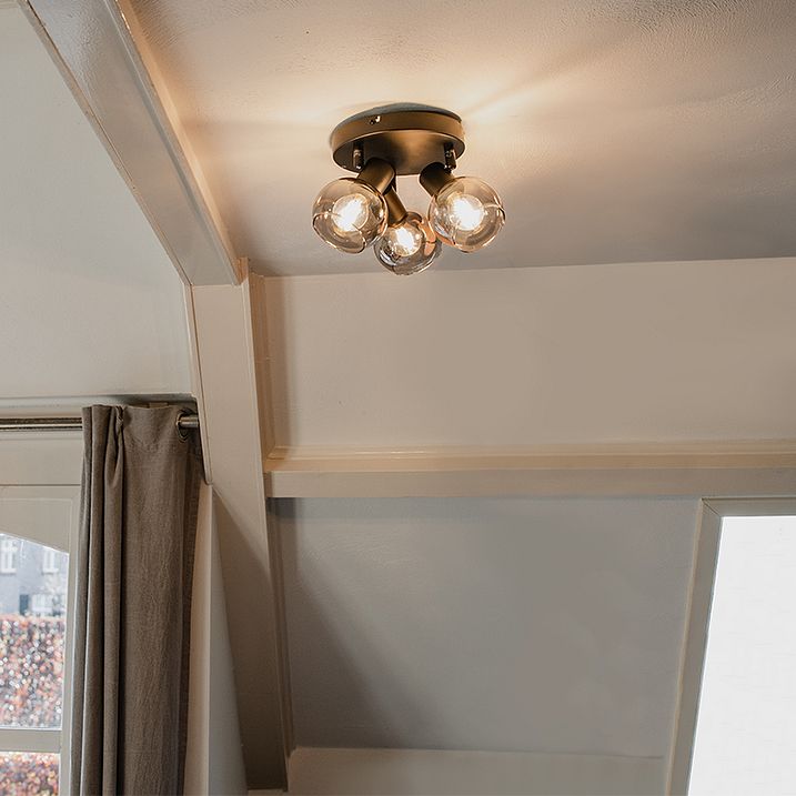 Takspotlight svart med rökglas 3-ljus - Vidro