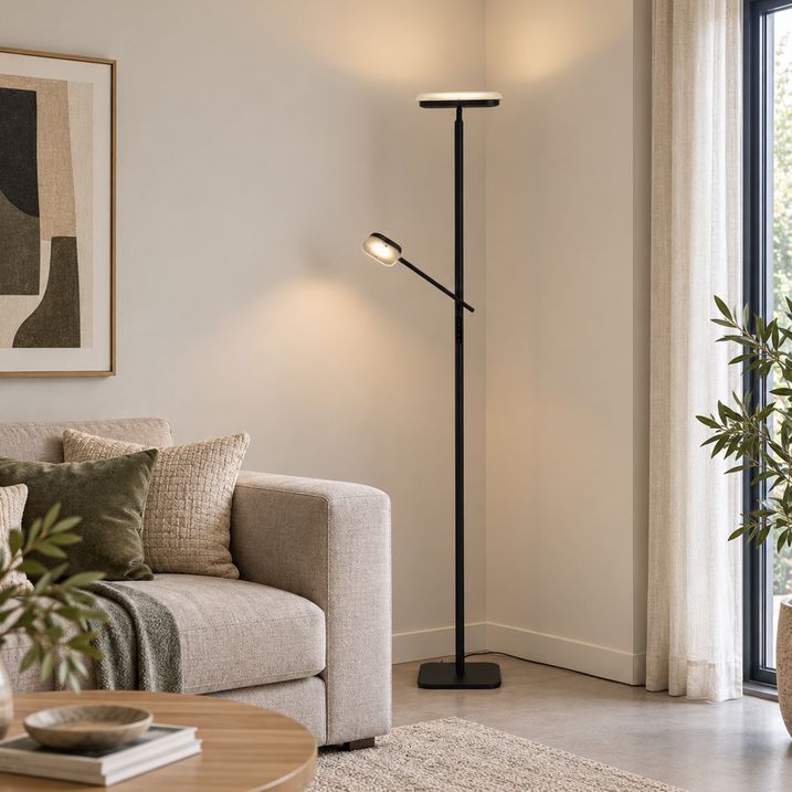 Modern Floor Lamp Black incl. Dimmable LED - Divana
