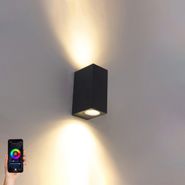 Паметна-модерна-ѕидна-светилка-црна-IP44-вкл.-2-Wifi-GU10---Baleno
