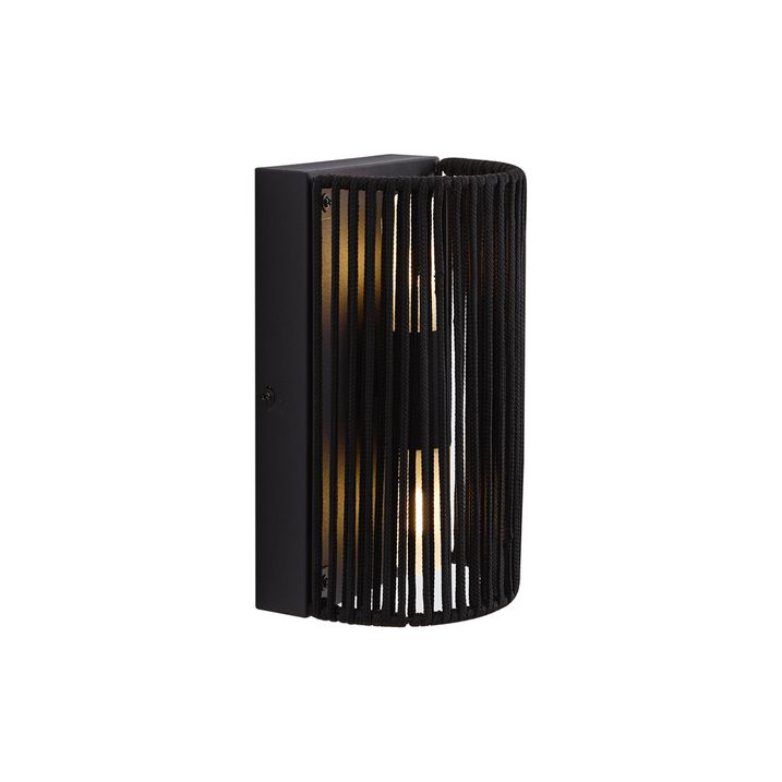 Japandi wandlamp zwart met touw IP44 - Jayla