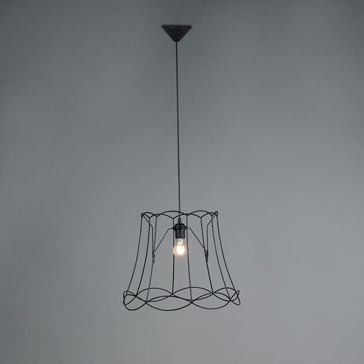 Lampă suspendată retro neagră 45 cm - Granny Frame