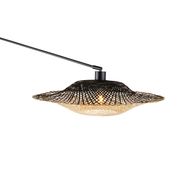 Wandlamp-zwart-met-rotan-kap-50-cm-verstelbaar---Blitz