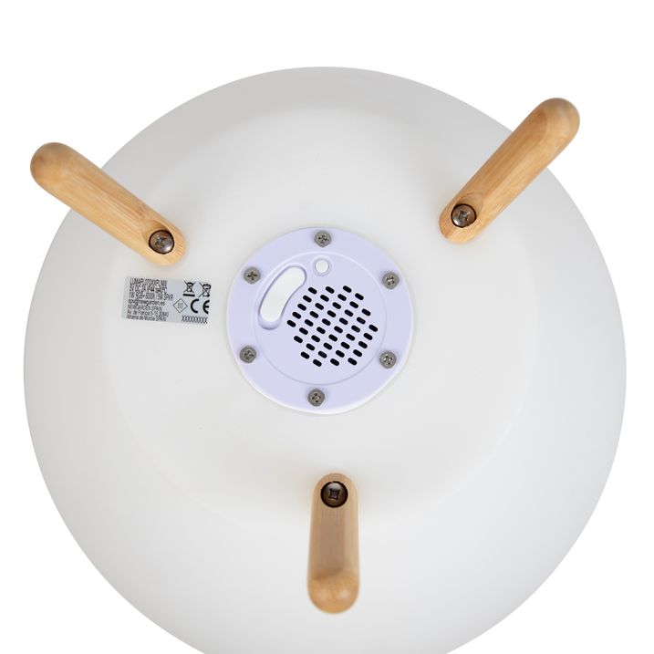 Stojací lampa bílá 72,5 cm vč. LED a reproduktoru Stmívatelná RGBW IP44 s dálkovým ovládáním - Apolo