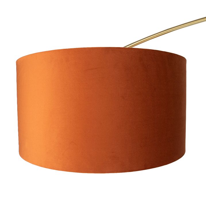 Vloerlamp staal met oranje kap met gouden binnenkant 50cm - XXL