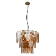 Lampada-a-sospensione-Art-Déco-oro-con-vetro-ambrato-ovale-14-luci---Mochan