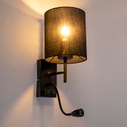 Applique-murale-moderne-noire-avec-abat-jour-en-coton---Stacca