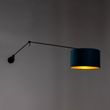Wandlamp-zwart-met-velours-kap-blauw-35-cm-verstelbaar---Blitz