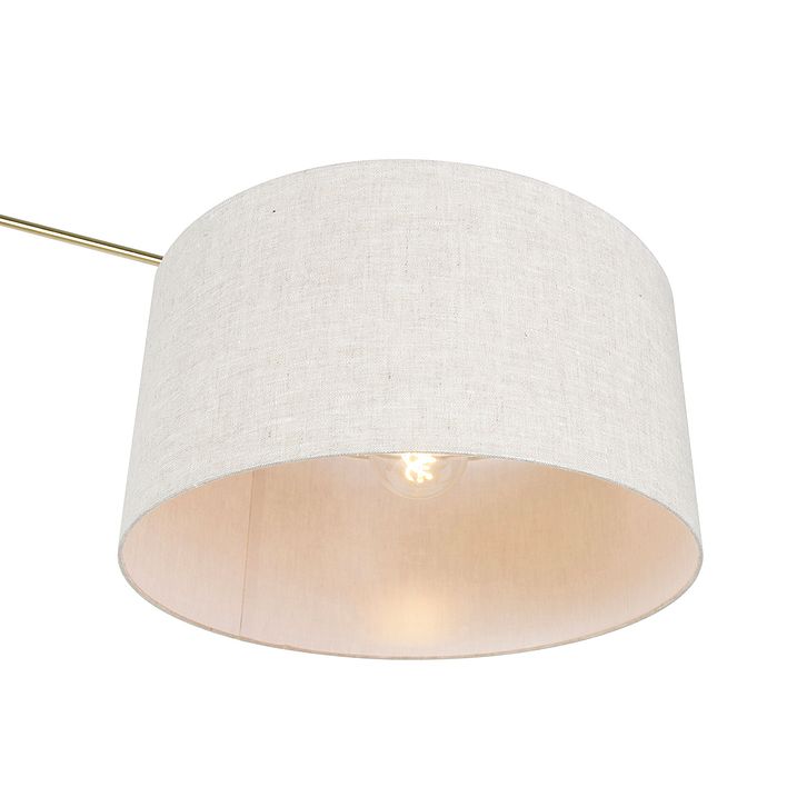 Stojaca lampa zlatá so svetlosivým tienidlom 50 cm nastaviteľná - Editor