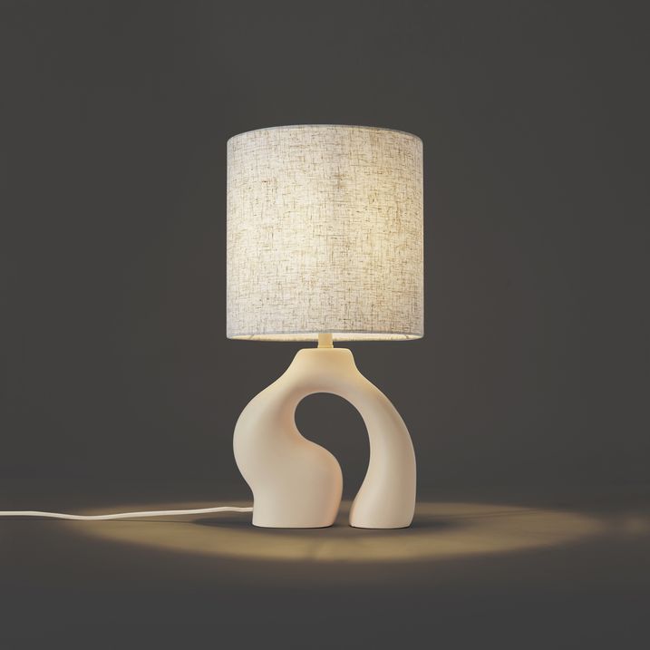 Japandi Table Lamp Beige with Linen Shade - Dahlia
