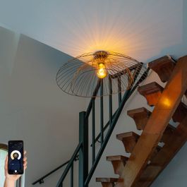 Smart Ceiling Lamp Bronze with Double Shade 45cm incl. WiFi G95 - Pua