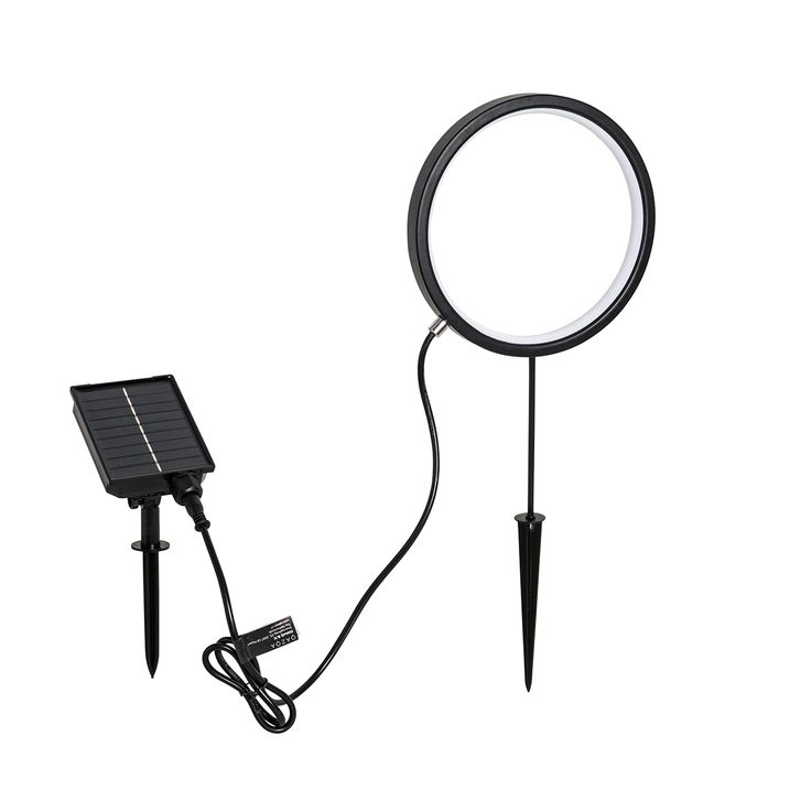 Set od 2 crna spoljna svetla sa šiljkom 50cm uključujući punjivu LED i solarnu IP65 - Adalind