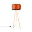 Stojací-lampa-dřevěná-s-oranžovým-látkovým-stínítkem-50-cm---Tripod-Classic