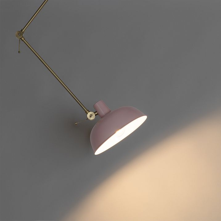 Retro loftslampe pink med bronze - Milou