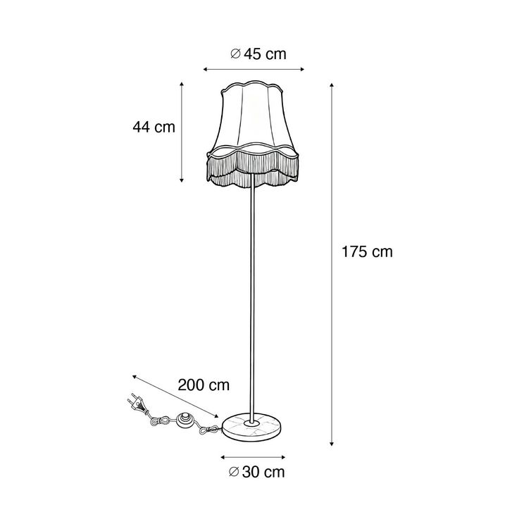Retro Floor Lamp Brass with Granny Lampshade Green 45 cm - Kaso
