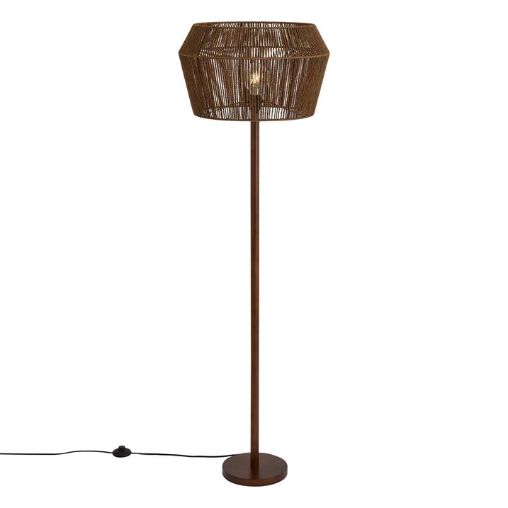 Lampă de podea din lemn de nuc cu abajur din sfoară de hârtie maro 50/50/30 - Mels