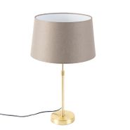 Galda-lampa-zelta/vara-krāsā-ar-lina-abažūru-taupe-krāsā-35-cm---Parte