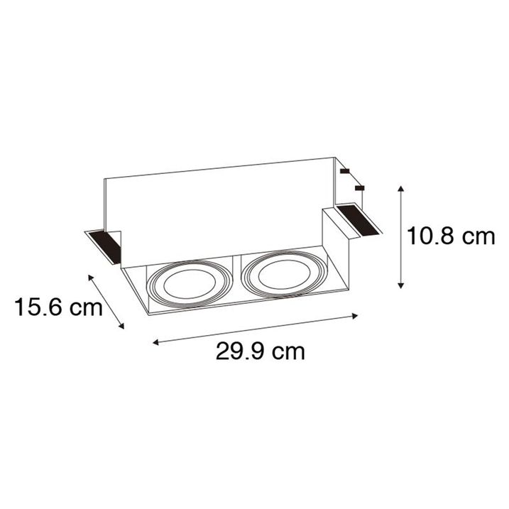 Spot îngropat negru GU10 AR111 fără rama 2 lumini - Oneon