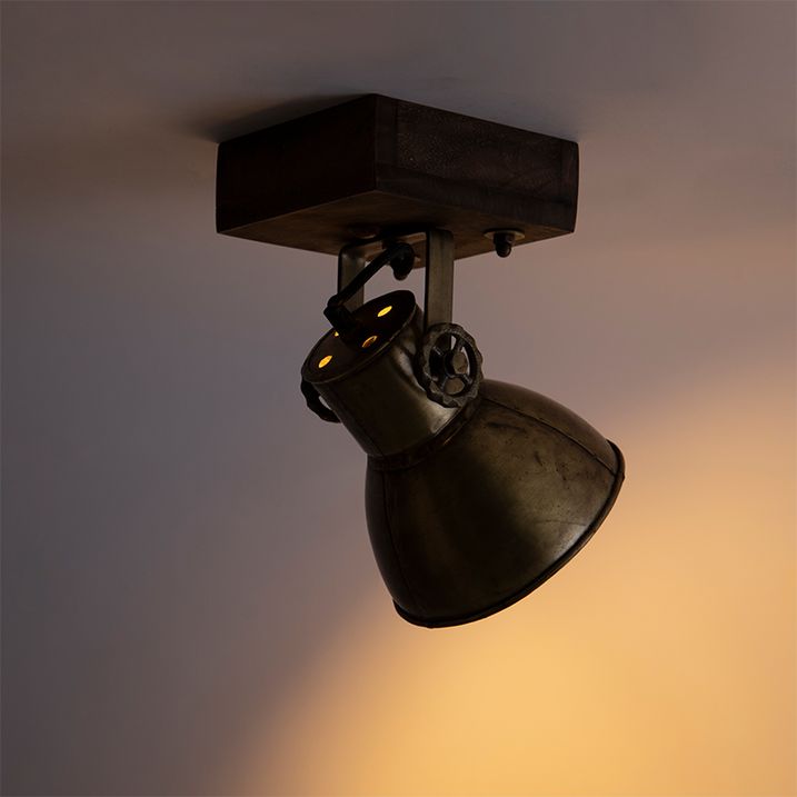 Spot de plafond intelligent bronze avec bois 18 cm incl. WiFi A60 - Mangoes