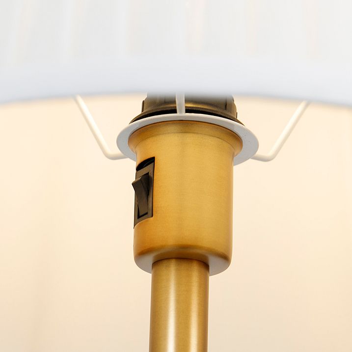 Klasická stojaca lampa bronzová látkové tienidlo biele s lampou na čítanie - Retro