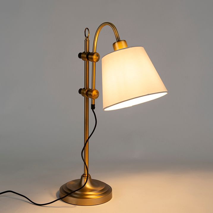 Klasická stolní lampa bronzová s bílým stínítkem - Ashley