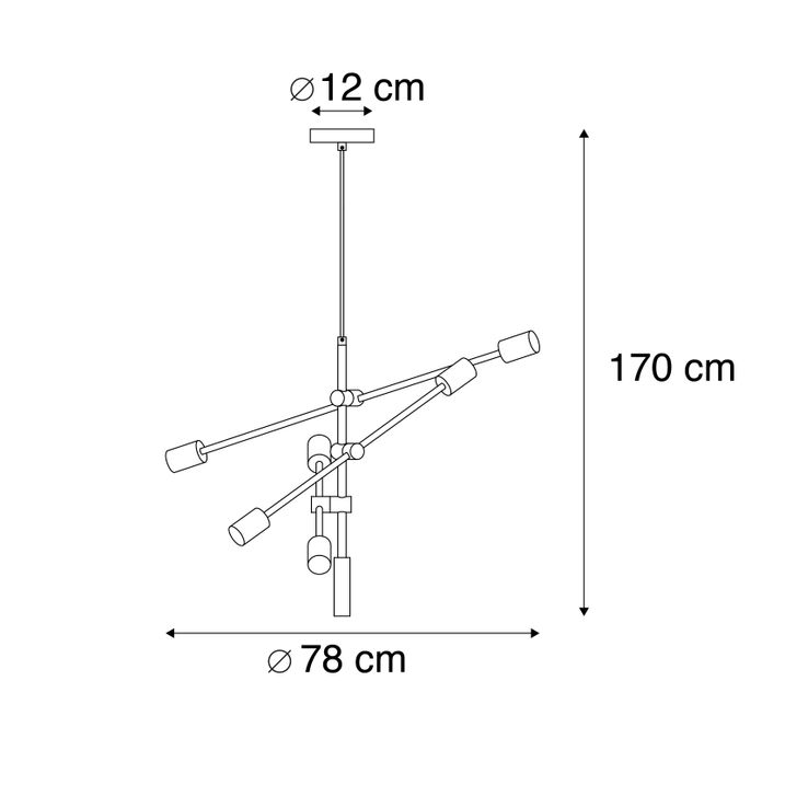 Průmyslové závěsné svítidlo černé a zlaté 78 cm 6-světlo - Sydney