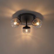 Spotlight-de-design-negru-cu-auriu-și-sticlă-fumurie-3-lumini-rotund---Kyan