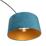 Booglamp-zwart-velours-kap-blauw-met-goud-50-cm---XXL