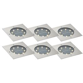 Juego de 6 focos de suelo cuadrados de aluminio con LED IP65 Solar - Terry