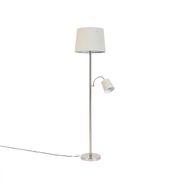 Lampă-de-podea-inteligentă-din-oțel-cu-abajur-gri,-inclusiv-Wi-Fi-A60-și-E14---Retro