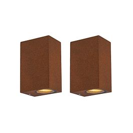 Lot de 2 appliques murales industrielles rouille brun 2 lumières IP44 - Baleno