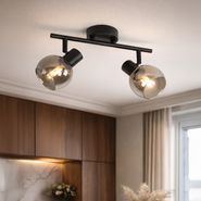 Lampa-sufitowa-Art-Deco-czarna-z-przydymionym-szkłem-2-źródła-światła---Vidro