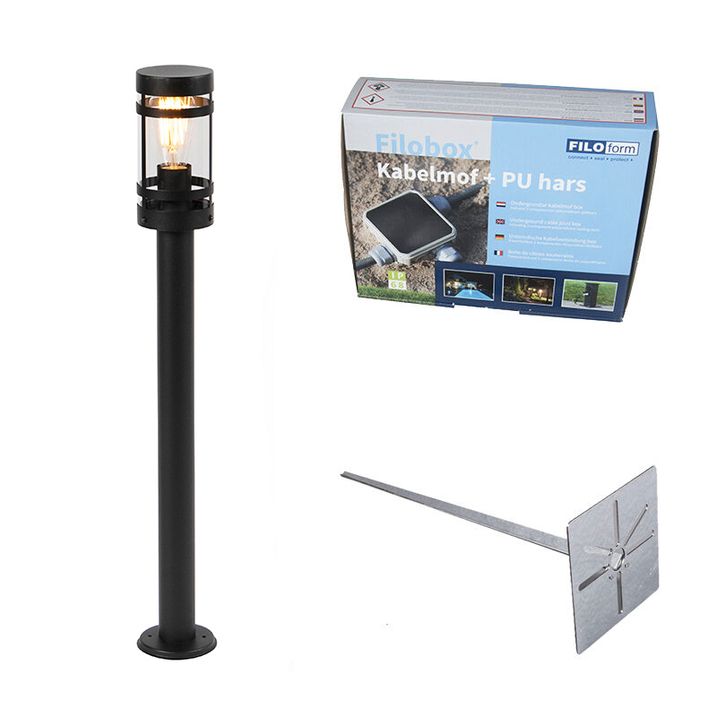 Moderni lauko lempa juoda 80 cm IP44 - Blizgesys
