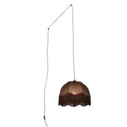 Cavalux-Pendant-Lamp:-Black-Fitting,-Brown-Shade-with-White-Interior,-and-Plug---31.5cm