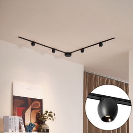 Sistem de iluminat modern pe șină cu 4 spoturi negre monofazate - Magnetic Zagaye