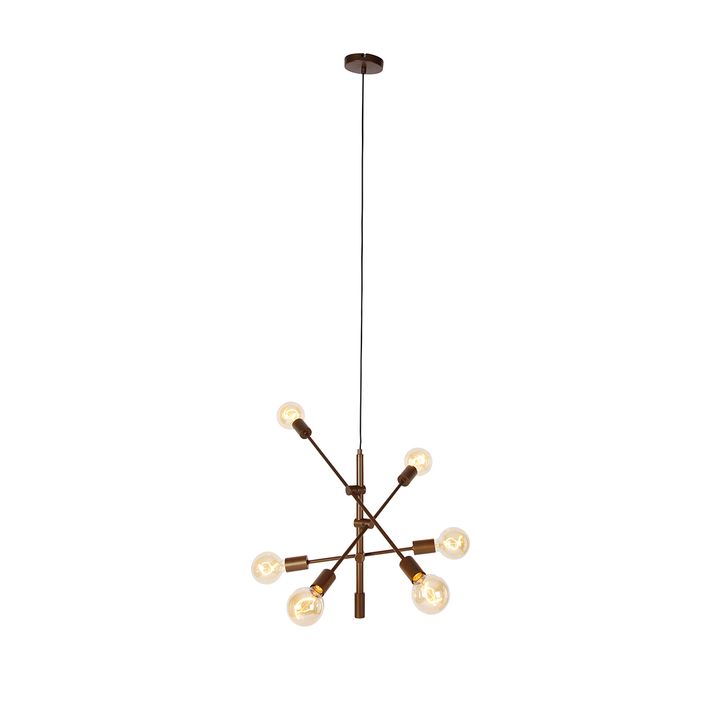 Industriële hanglamp donkerbrons 6-lichts - Sydney