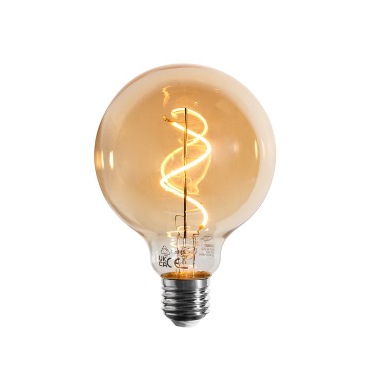 5'li Set E27 Kısılabilir LED Ampul Spiral Filament G95 Altın 4W 270 lm 2100K
