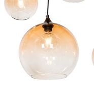 Art-Deco-piekaramā-lampa-tumšā-bronzas-krāsā-ar-dzintara-stiklu-8-gaismām---Sandra