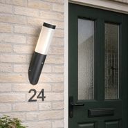 Lámpara-de-pared-exterior-moderna-gris-oscuro-IP44-con-sensor-crepuscular---Rox