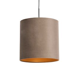 Lámpara colgante con pantalla de terciopelo topo con dorado 40 cm - Combi