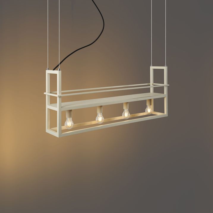 Industriële hanglamp beige 4-lichts - Cage Rack