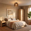Sort-loftslampe-med-brun-papirskærm-50/50/30---Combi