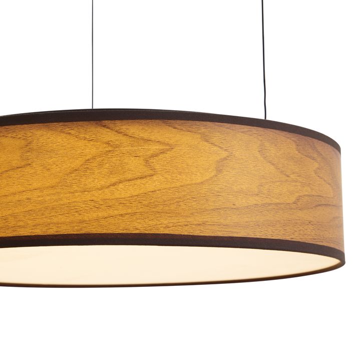Lampada a sospensione moderna nera con stampa effetto legno di noce, LED integrato dimmerabile a 3 fasi, Easylift - Drew