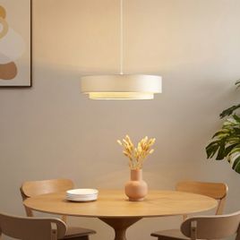 Suspension moderne blanche 50cm 3 lumières - Drum Duo