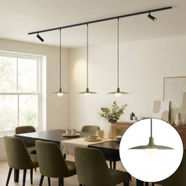 Moderni sistem šinske rasvjete crni sa 2 reflektora i 3 viseće lampe zelene 1-fazni - Slimline Uzzy Panzi